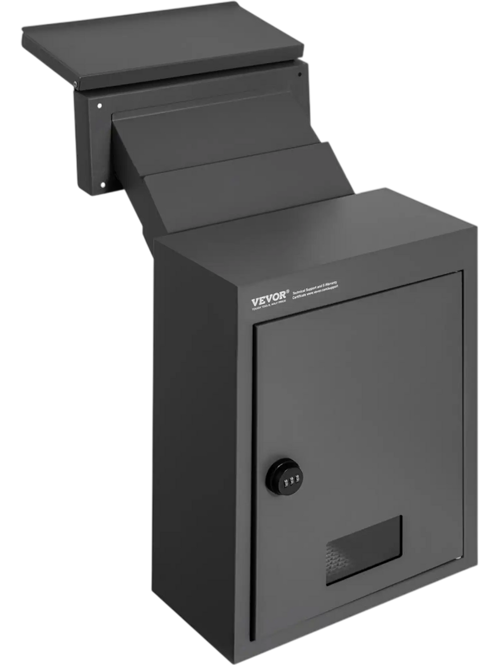 VEVOR Through The Wall Drop Box, Heavy Duty Steel Through the Wall Mailbox with 2.8-7.9" 13" Combination Lock, 12.5x6.3x16.9" Mail Drop Box, Black