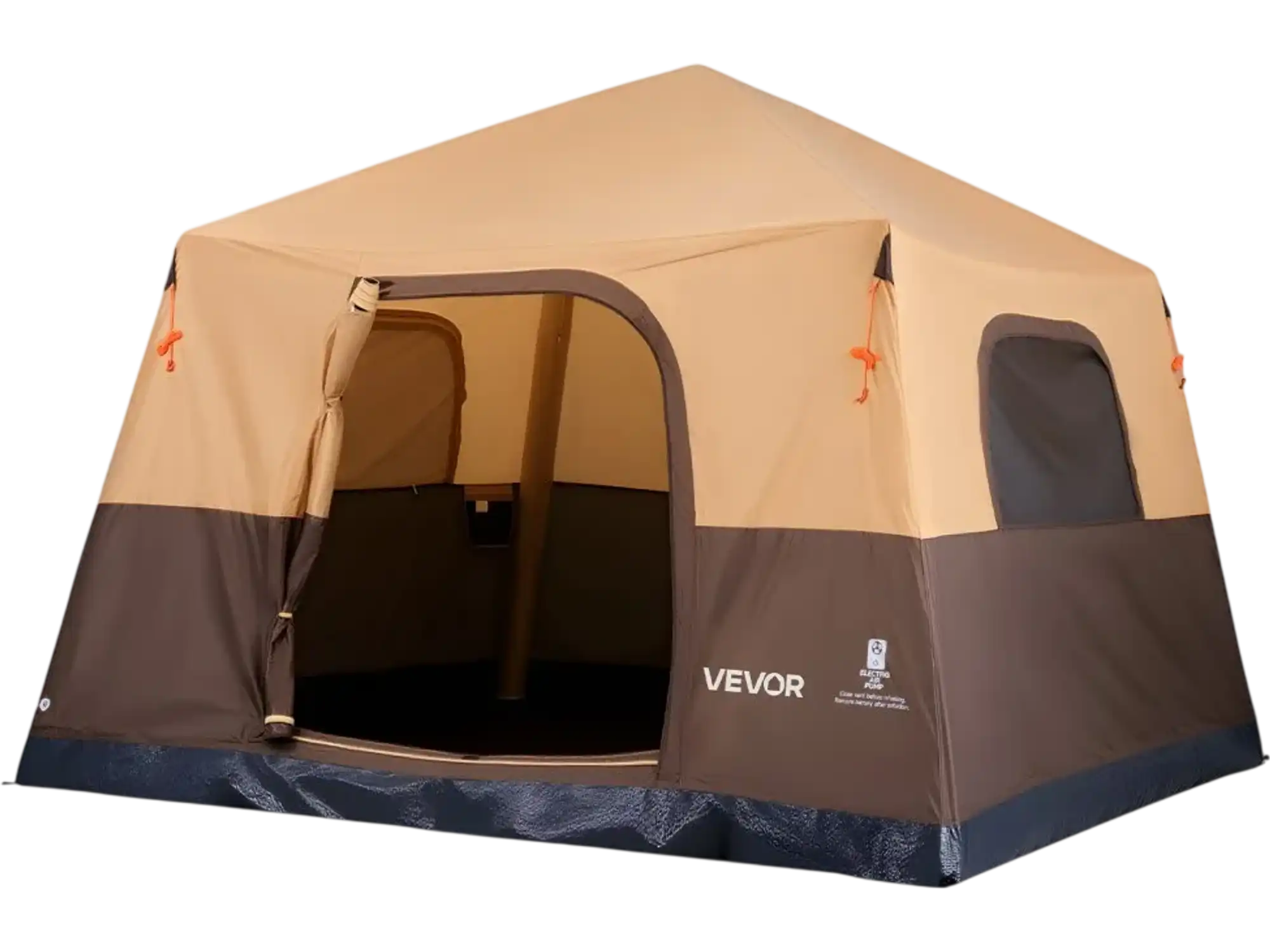 Vevor Camping Tent 6-Person Inflatable Cabin Tent with Rechargeable Pump Beige New