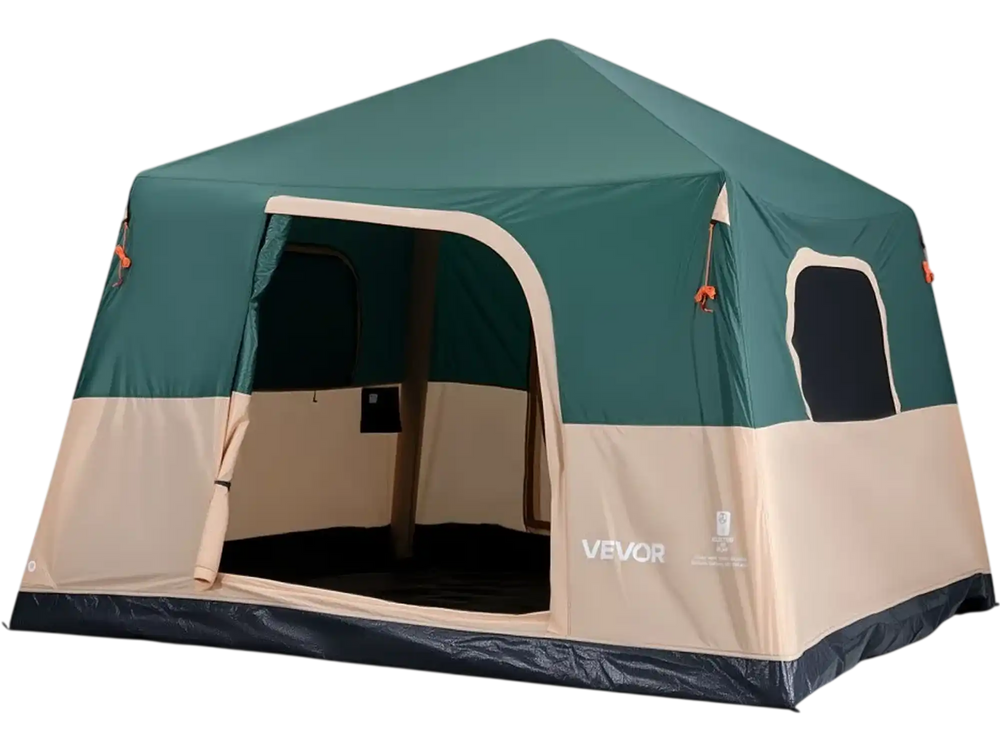 VEVOR Camping Tent, 6 Person Inflatable Cabin Tent with Rechargeable Pump, TPU Air Tube & 4 Large Mesh Windows, Portable Easy Setup Waterproof with Carry Bag for Family Outdoor Camping & Hiking, Green