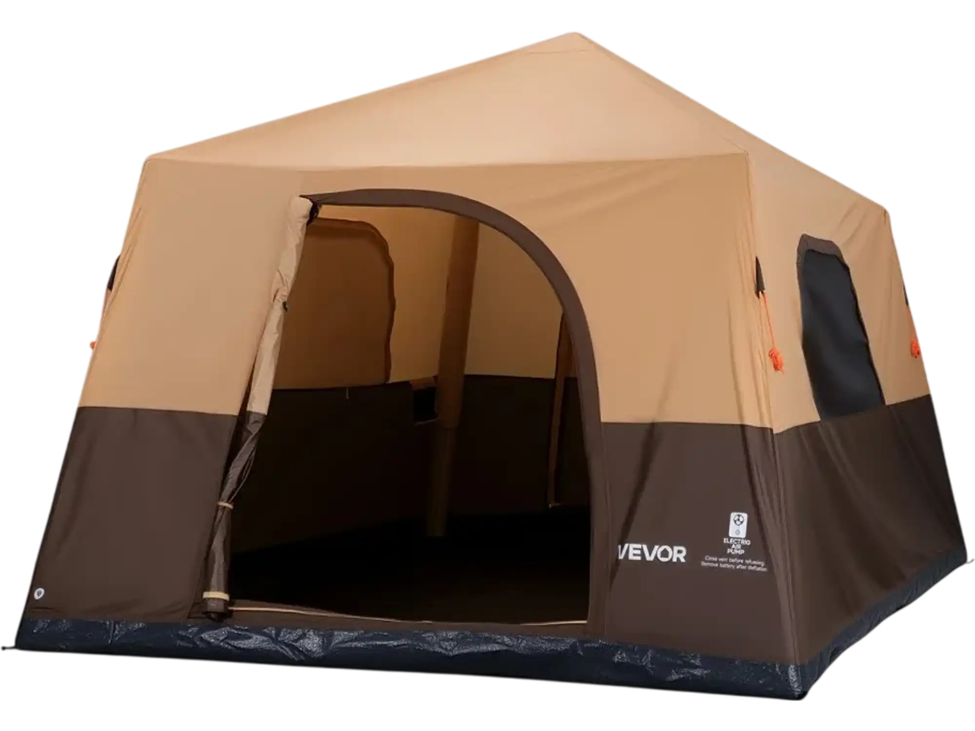 Vevor Camping Tent 8-Person Inflatable Cabin Tent with Rechargeable Pump Beige New