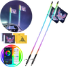 VEVOR 2 PCS 3 FT Whip Light, APP & RF Remote Control Led Whip Light, Waterproof 360° Spiral RGB Chasing Lighted Whips with 4 Flags, for UTVs, ATVs, Motorcycles, RZR, Can-am, Trucks, Off-road, Go-karts