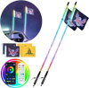 VEVOR 2 PCS 4 FT Whip Light, APP & RF Remote Control Led Whip Light, Waterproof 360° Spiral RGB Chasing Lighted Whips with 4 Flags, for UTVs, ATVs, Motorcycles, RZR, Can-am, Trucks, Off-road, Go-karts