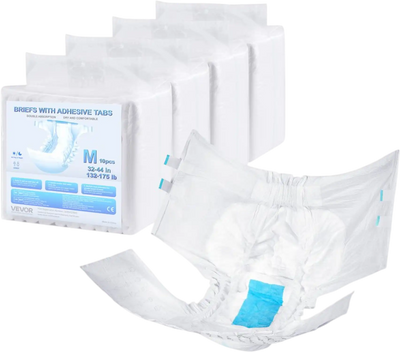 Vevor Briefs Adult Incontinence Briefs with Adhesive Tabs M Size 40 Count New