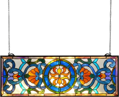 Vevor Stained Glass Window Panel Tiffany Style Hanging Transom 35.1