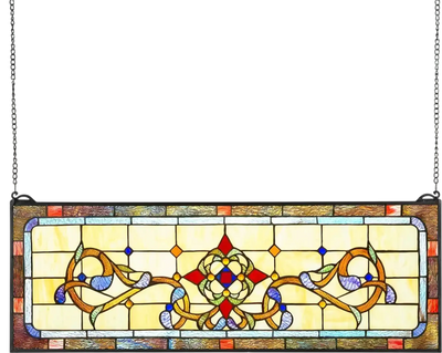 Vevor Stained Glass Window Panel Tiffany Style Hanging Transom 32