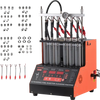 VEVOR Fuel Injector Cleaner Tester, 9 Test Modes, 6-Cylinder 28kHz Ultrasonic Cleaning Machine Adjustable 12V/70V/120V for EFI/FSI/GDI, Injector Cleaner Machine with Drain Valve for Car & Motorcycle