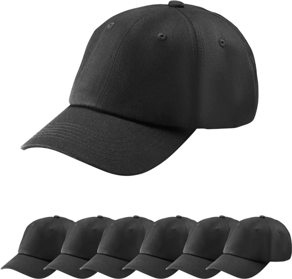 VEVOR Baseball Cap, Plain Baseball Hat with Breathable Pure Cotton Fabric, Adjustable Size, Blank 12 Pack Bulk Caps Ideal for Running, Workouts or Outdoor Activities, 12 Pcs, Black
