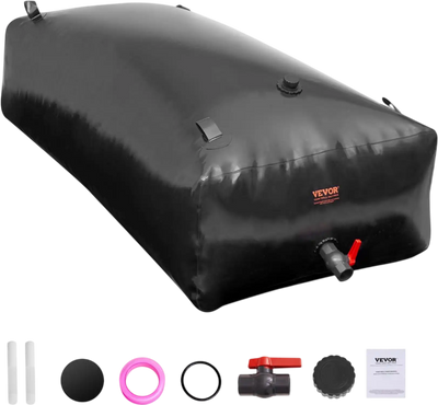 Vevor Water Storage Bladder 264 Gal Portable Collapsible PVC Water Tank Black New