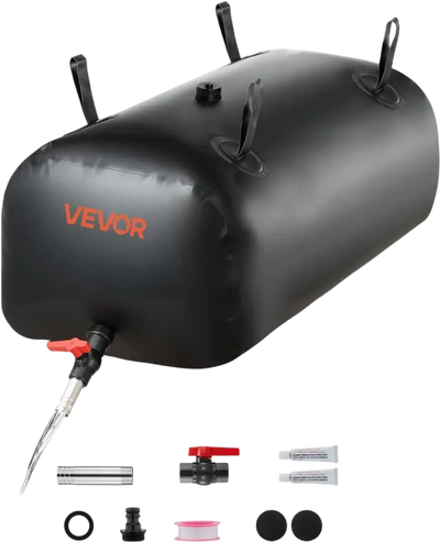 VEVOR Water Storage Bladder, 30 Gal Collapsible Water Storage Bag, Wear-Resistant 1000D PVC Soft Waters Bag, Leakproof Camping Tank Containers for Garden Irrigation RV Emergency Use, Black