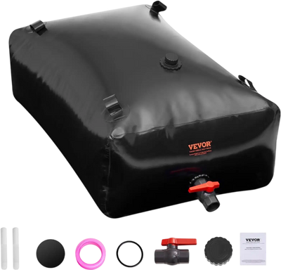 Vevor Water Storage Bladder 87.17 Gal Portable PVC Collapsible Water Tank Black New