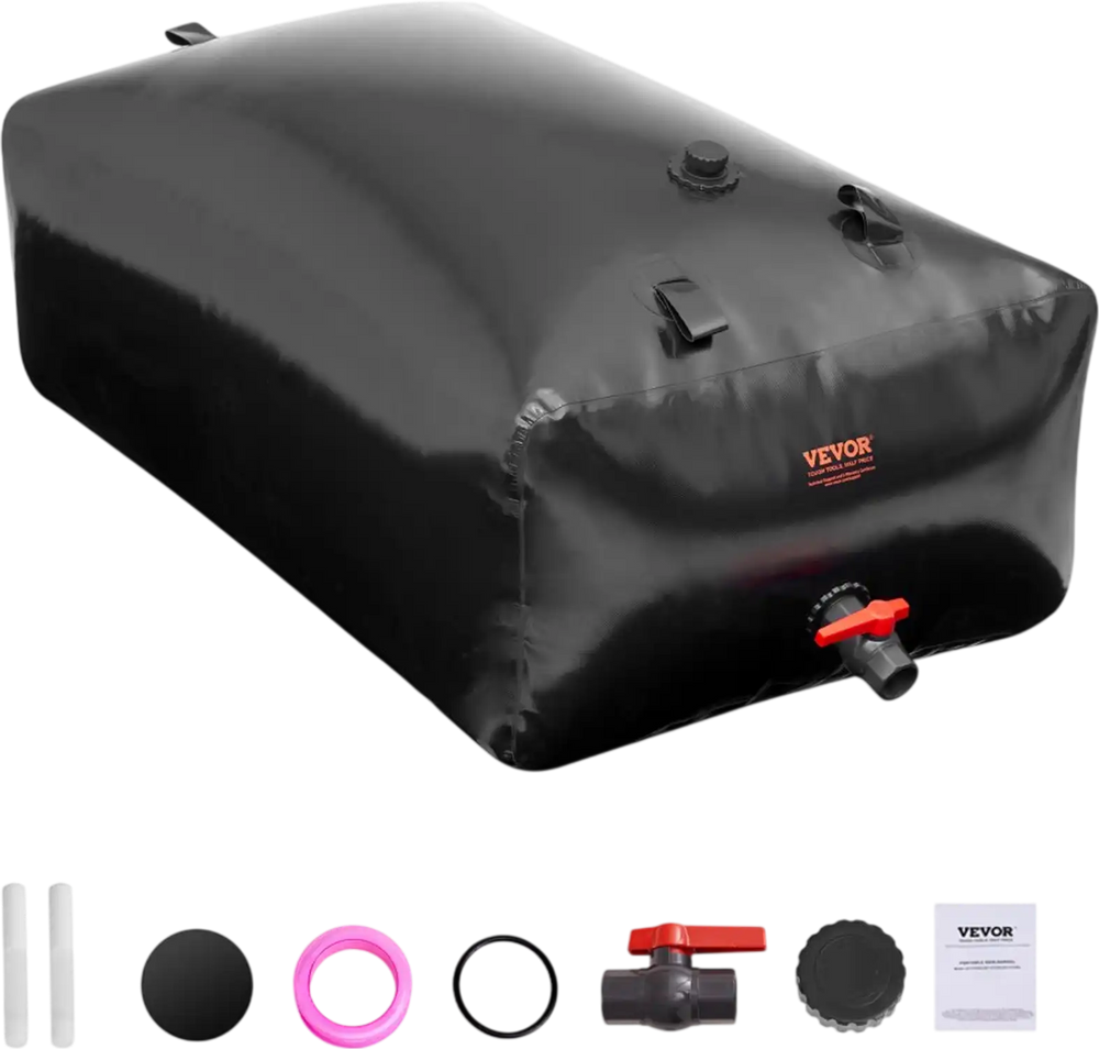 VEVOR 540L/142.7 Gallon Water Storage Bladder, RV Water Tank, 1000D PVC Collapsible Water Storage Containers, Large Capacity Soft Water Bag, Portable Water Bladder, Fire Prevention, Camping, Emergency