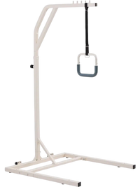 VEVOR Trapeze Bar for Bed Mobility, Height-Adjustable Free Standing Trapeze Bar with 2 Wheels, 300LBS Capacity Bed Pull Up Assist for Elderly Disabled, Ideal for Hospital, Nursing Home & Home Care
