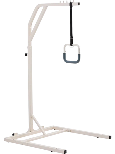 VEVOR Trapeze Bar for Bed Mobility, Height-Adjustable Free Standing Trapeze Bar with 2 Wheels, 300LBS Capacity Bed Pull Up Assist for Elderly Disabled, Ideal for Hospital, Nursing Home & Home Care