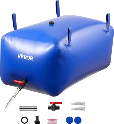 VEVOR Water Storage Bladder 63.4 Gallon Large Capacity Water Bag, Portable & Collapsible Soft Waters Container, Leakproof & Tear-Resistant PVC Emergency Waters Storage Tank for RV Truck & Outdoor Use