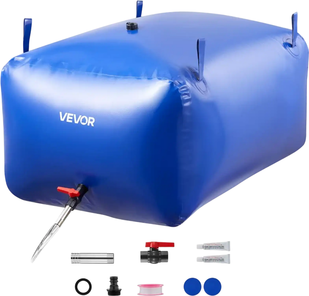 VEVOR Water Storage Bladder 105.7 Gallon Large Capacity Water Bag, Portable & Collapsible Soft Waters Container, Leakproof & Tear-Resistant PVC Emergency Waters Storage Tank for RV Truck & Outdoor Use
