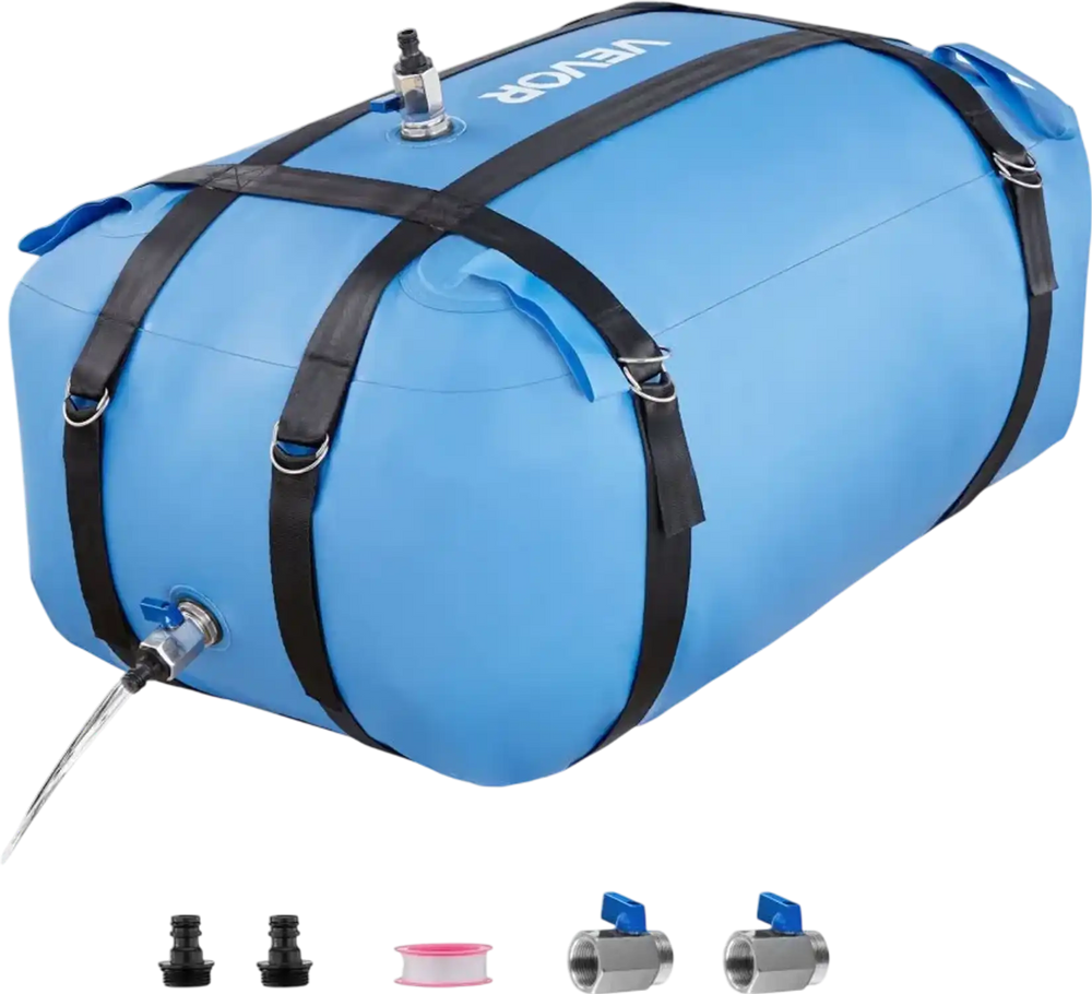 VEVOR Water Storage Bladder, 35 Gallon Large Capacity TPU Soft Water Bag, Portable & Collapsible Water Storage Containers, Leakproof & Wear-Resistant RV Waters Tank for Camping Irrigation Outdoor Use