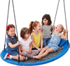 VEVOR Tree Swing 60" Saucer Swing for Kids & Adults 700 lbs Weight Capacity, for Backyard Outdoor & Indoor, 360° Rotation, 900D Oxford Fabric Round Seat with 2 Hanging Straps & Adjustable Ropes, Blue