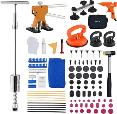 VEVOR Dent Puller Kit, 100 PCS Paintless Dent Removal Kit with Golden Lifter, Bridge Puller, Slide Hammer T-Bar, Glue Gun, Auto Body Hail Damage Remover Tools for Car Refrigerator Door Ding Repair