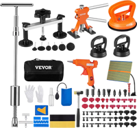 VEVOR 107 PCS Dent Removal Kit, Paintless Dent Repair Kit with Golden Lifter, Bridge Puller, Slide Hammer T-bar Dent Puller, Suction Cup Dent Puller for Auto Body Dents, Hail Damage, Door Ding