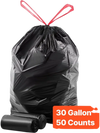 VEVOR Drawstring Trash Bags, 30 Gallon 50 Count Tall Kitchen Trash Bags, Extra Thick Tough and Durable Garbage Bag, Recyclable Bin Bag with Drawstrings, for Home Kitchen, Office, RV & Camping (Black)