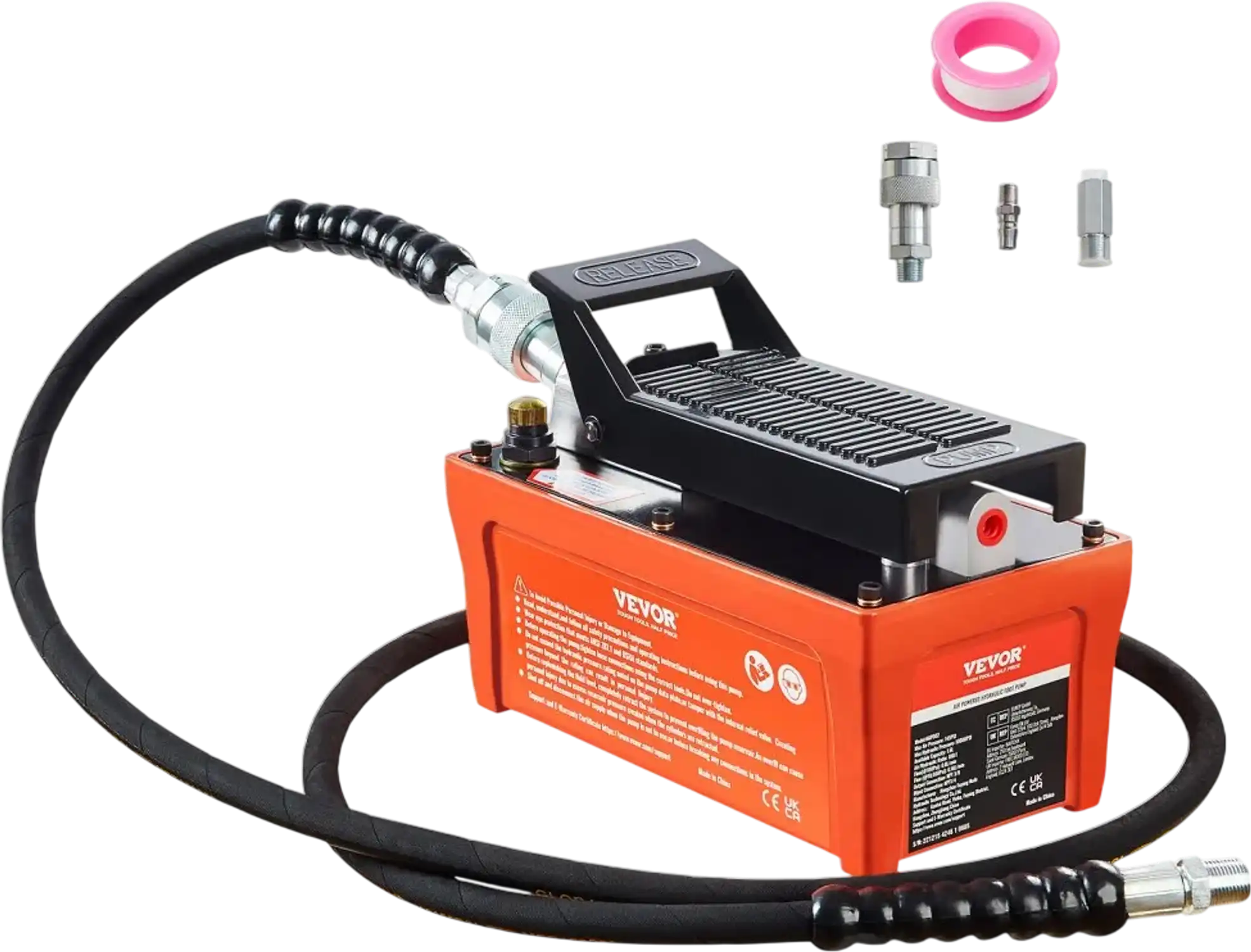 Vevor Air Hydraulic Pump Foot-Actuated 10,000 PSI 98 in³ 6.6' New