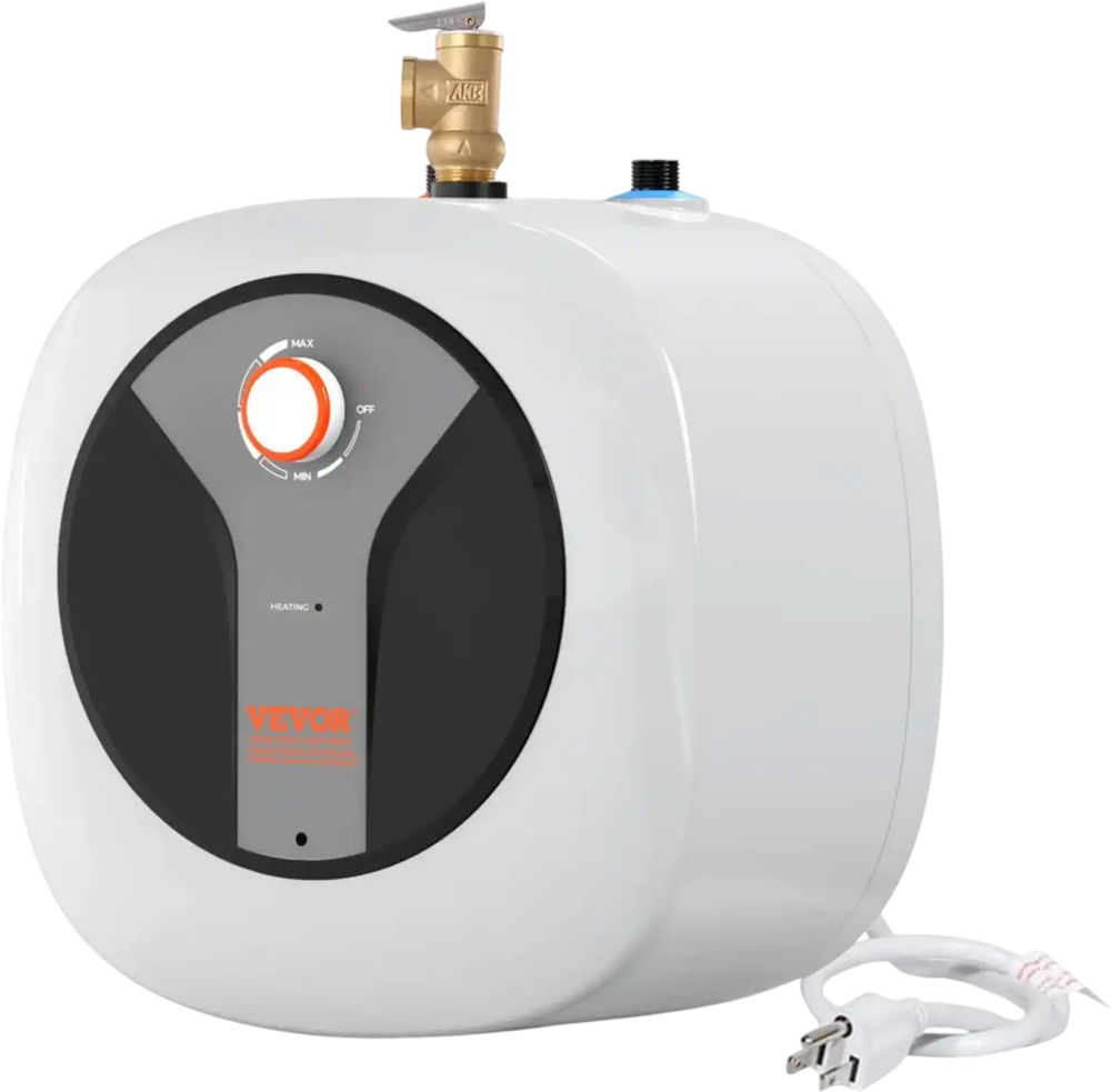 VEVOR Electric Mini-Tank Water Heater 2.5-Gallon Tank, 1440W Hot Water Boiler Storage, Safety Temperature Pressure Valve Easy Install, for Kichen Bathroom Restaurant, Shelf Wall Floor Mounted