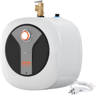 VEVOR Electric Mini-Tank Water Heater 4-Gallon Tank, 1440W Hot Water Boiler Storage, Safety Temperature Pressure Valve Easy Install, for Kichen Bathroom Restaurant, Shelf Wall Mounted