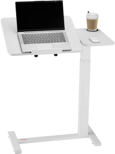 Vevor Overbed Table Adjustable Rolling Bedside Desk White New