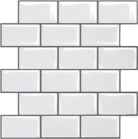 VEVOR Peel and Stick Backsplash 10-Sheet, 12 x 12 x 0.78 inch / 305 x 305 x 2.0 mm Self-Adhesive Wall Tiles, Stick on Subway Tile Backsplash for Kitchen, 3D Back Splashes for Bathroom, Tile-Look