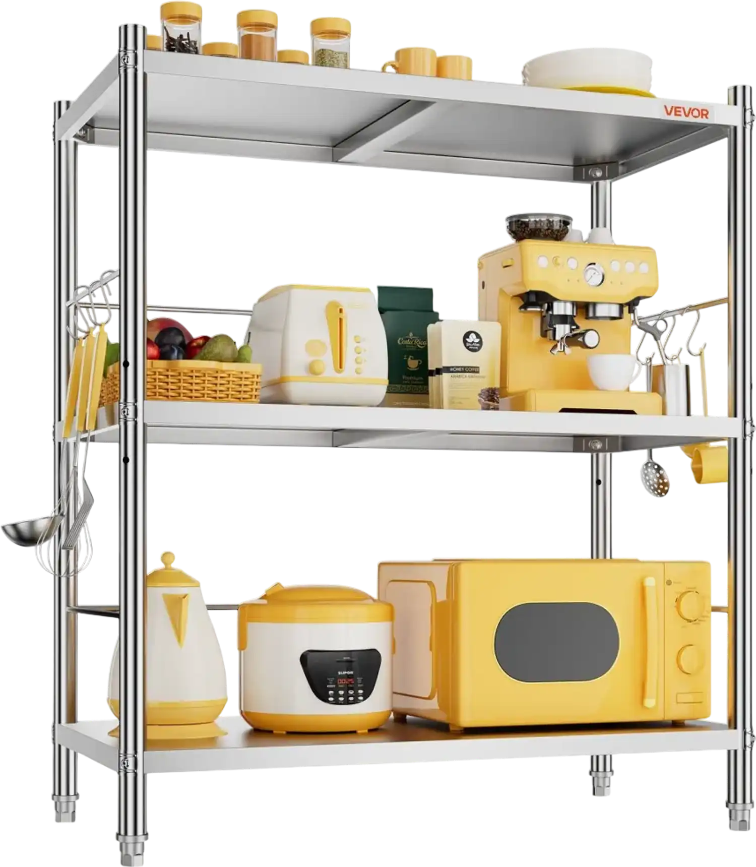 Vevor Storage Rack Stainless Steel 3-Tier Adjustable Shelving Unit 31.5