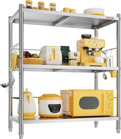 Vevor Storage Rack Stainless Steel 3-Tier Adjustable Shelving Unit 31.5