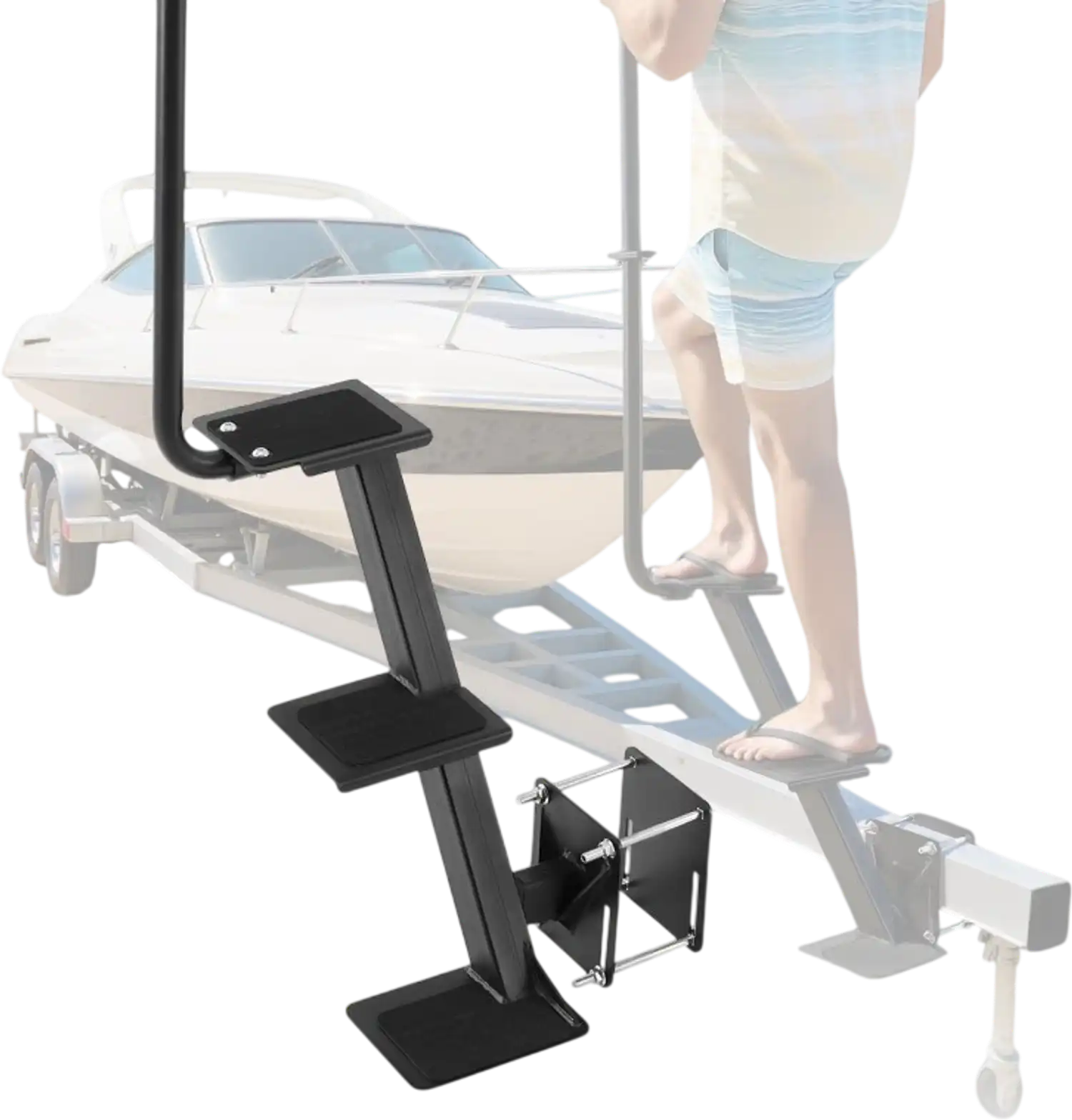 Vevor Boat Trailer Steps Heavy-Duty 3-Step Side-Mount Ladder with Handle New