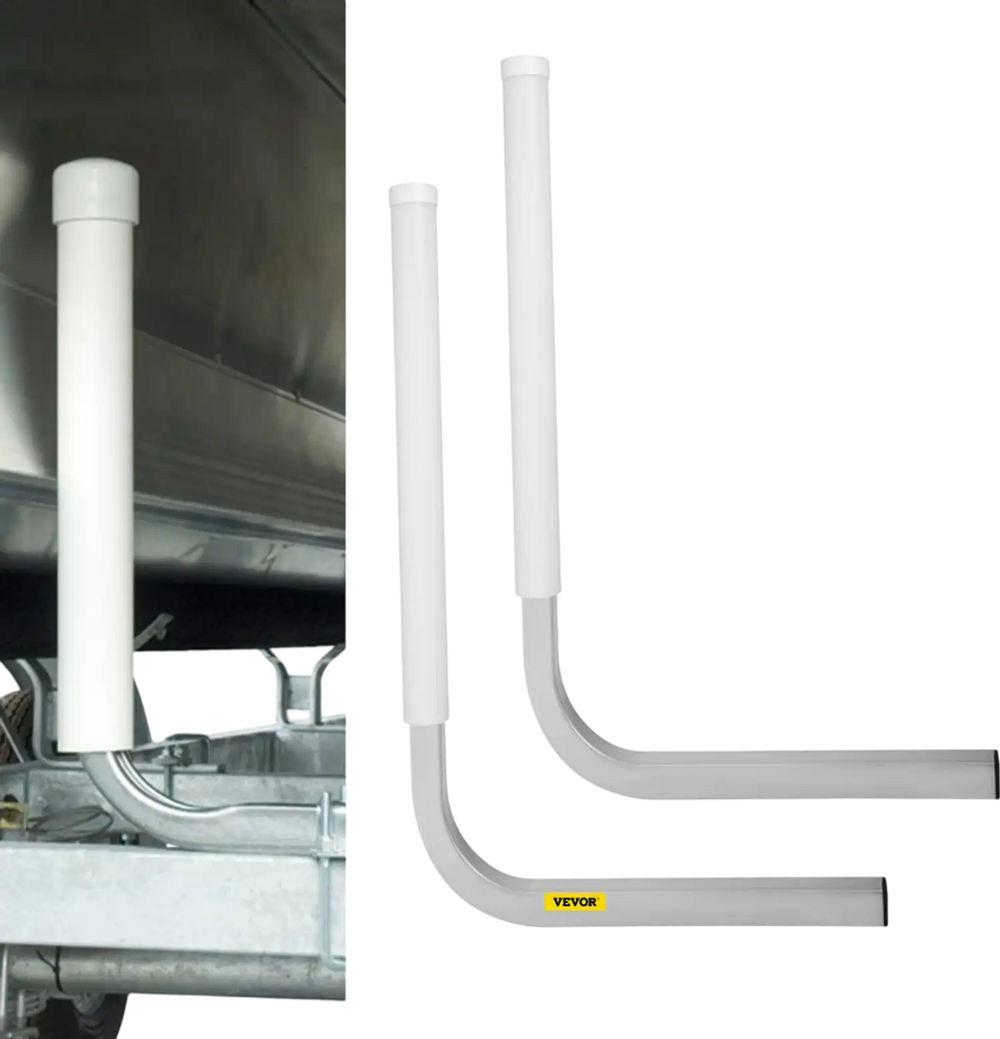 VEVOR Boat Trailer Guide-on, 22\", 2PCS Steel Trailer Post Guide ons, with White PVC Tube Covers, Complete Mounting Accessories Included, for Ski Boat, Fishing Boat or Sailboat Trailer