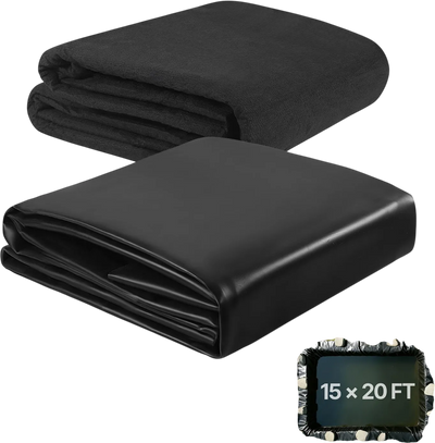 VEVOR Pond Liner 15 x 20 ft, 45 Mil, EPDM Rubber Fish Koi Pond Liner and Underlayment Combo, Easy to Cut, Durable & Leakproof, for Outdoor Ponds, Water Garden, Waterfall, Fishpond, Fountains, Black