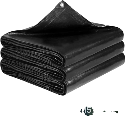 VEVOR 15 x 20 ft Pond Liner, 14 Mil Thickness, 3-Layer Reinforced PE Fish Koi Pond Liner for Outdoor Ponds, with Hemmed Edge and 4 Metal Buttonholes, for Water Garden, Waterfall, and Fountains, Black
