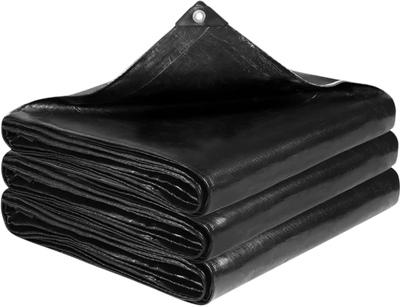 VEVOR 20 x 20 ft Pond Liner, 14 Mil Thickness, 3-Layer Reinforced PE Fish Koi Pond Liner for Outdoor Ponds, with Hemmed Edge and 4 Metal Buttonholes, for Water Garden, Waterfall, and Fountains, Black