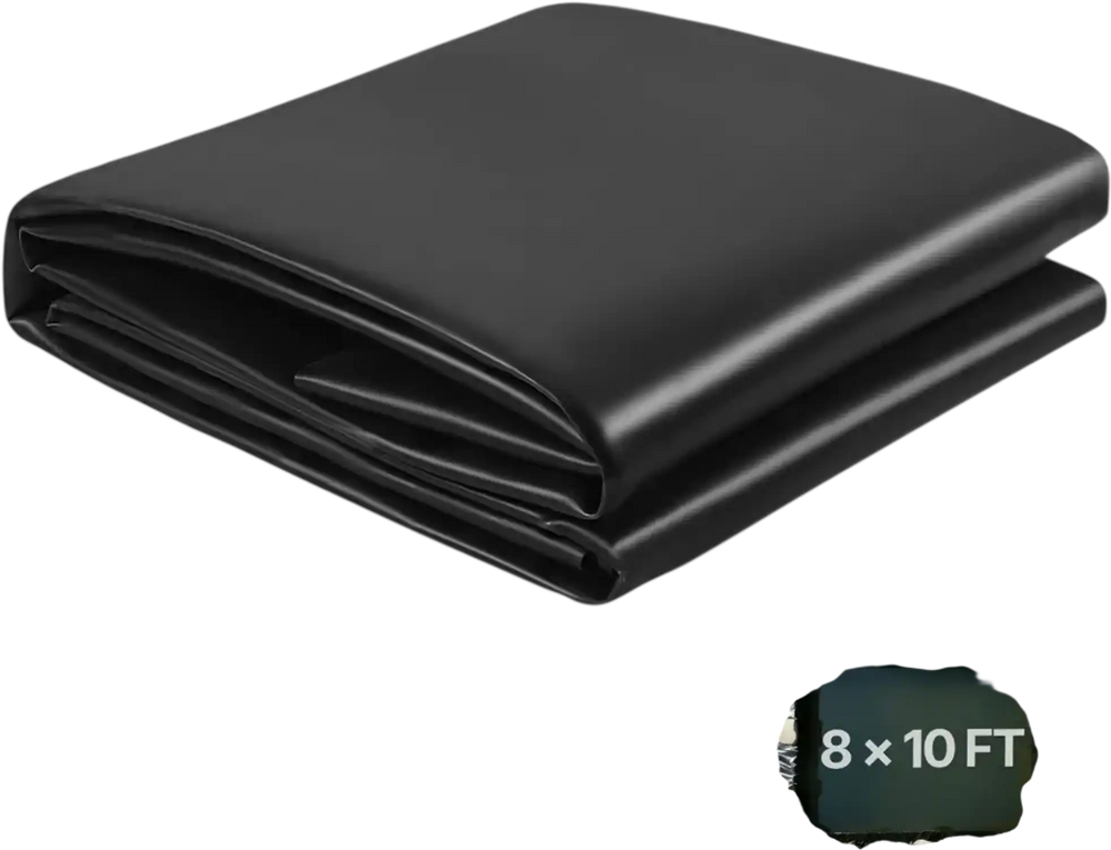 VEVOR 8 x 10 ft Pond Liner, 45 Mil Thickness, EPDM Rubber Material Fish Pond Liner for Outdoor Ponds, Easy to Cut, Durable & Leakproof, for Water Garden, Waterfall, Fishpond, Koi, Fountains, Black