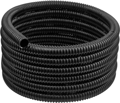 VEVOR 21 ft Corrugated Pond Tubing, 1 inch Inner Diameter, Flexible PVC Hose, Black Drain Pipe, Plastic Corrugated Water Tubing for Pond, Pump, Fountain, Garden, Swimming Pools, Filters, (1 pcs)