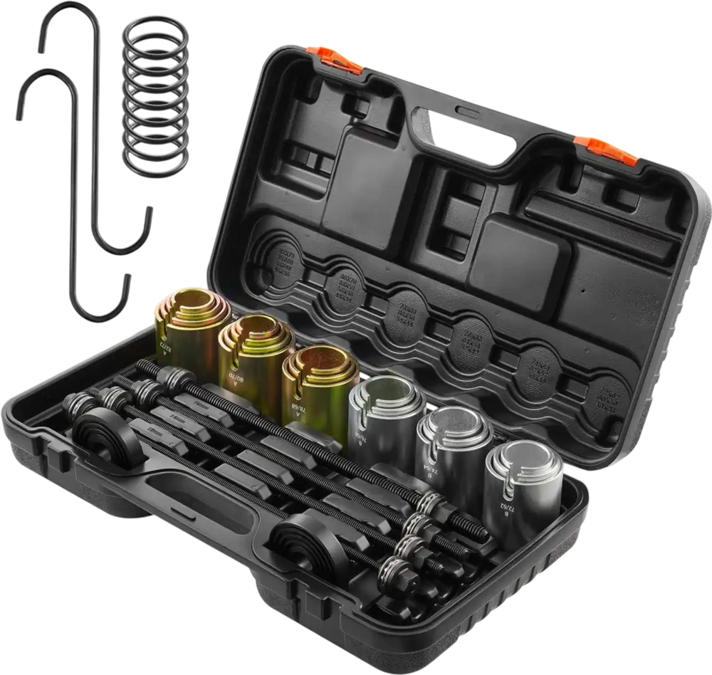 VEVOR 26 PCS Pull and Press Sleeve Kit, Steel Bush Bearing Removal and Installation Set, Bush Removal Insertion Sleeve Tools with Carrying Case, Multi-Vehicle Compatibility for LCV and HGV Engines