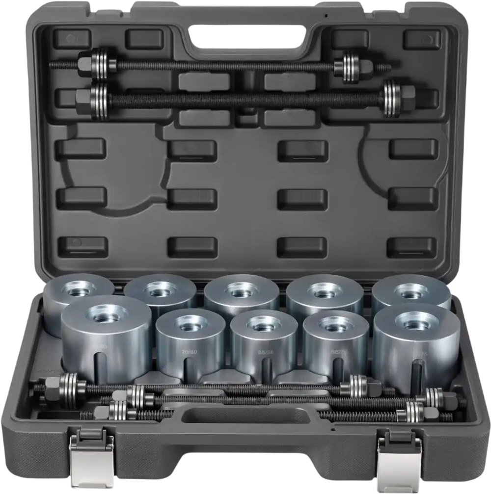 VEVOR Pull and Press Sleeve Kit, 27 PCS, Steel Bush Removal Insertion Sleeve Tools with Carrying Case, Compatible with LCV and HGV Engines, for Removing and Installing Bushings, Bearings, and Seals