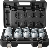 VEVOR Pull and Press Sleeve Kit, 28 PCS, Steel Bush Removal Insertion Sleeve Tools with Carrying Case, Compatible with LCV and HGV Engines, for Removing and Installing Bushings, Bearings, and Seals