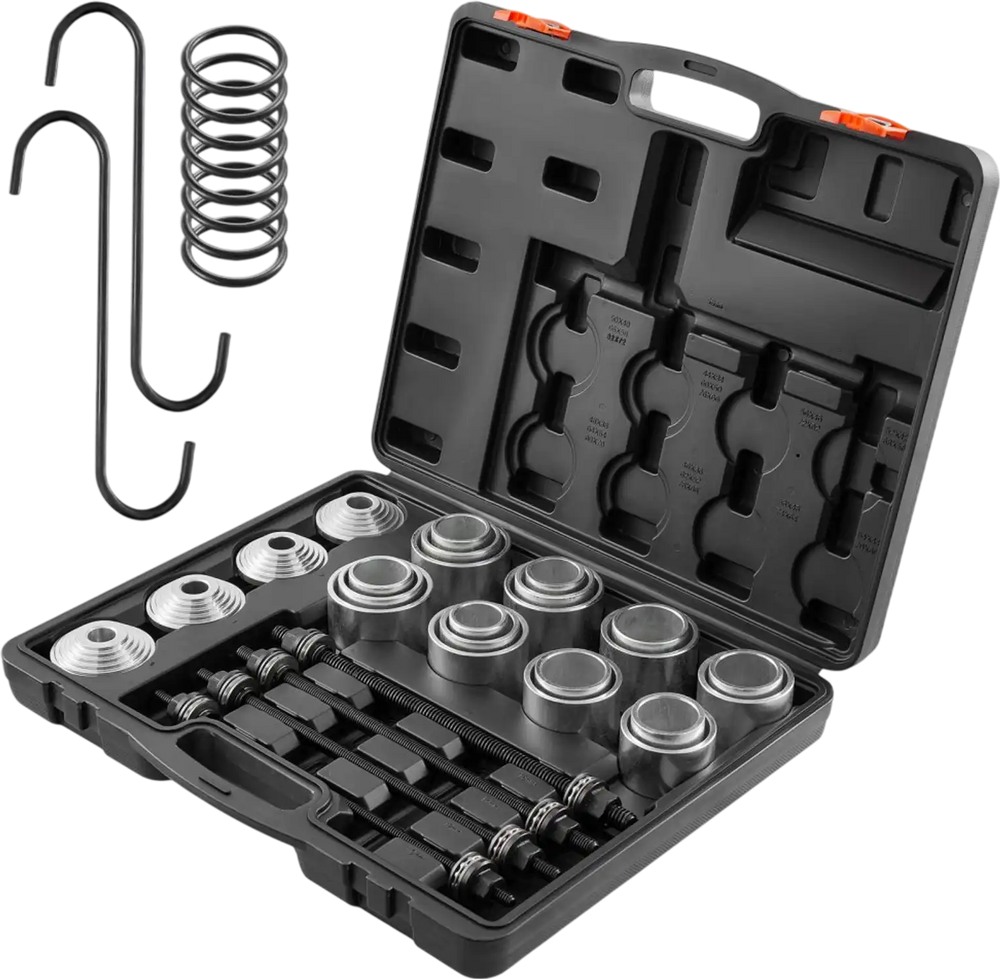 VEVOR 28 PCS Pull and Press Sleeve Kit, Steel Bush Bearing Removal and Installation Set, Bush Removal Insertion Sleeve Tools with Carrying Case, Multi-Vehicle Compatibility for LCV and HGV Engines