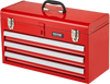 VEVOR Metal Tool Box, 20.5-inch, Portable Metal Tool Box with 3 Drawers, Small Tool Chest with EVA Liners, Ball Bearing Slide Drawers Locking & Powder Coated Finish, Multi-Function Tool Organizer, Red