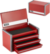 VEVOR Metal Tool Box, 8.6-inch, Portable Metal Tool Box with 3 Drawers, Small Tool Chest with EVA Liners and PP Feet Pads, Heavy-Duty Steel With Ball Bearing Opening and Powder Coated Finish, Red