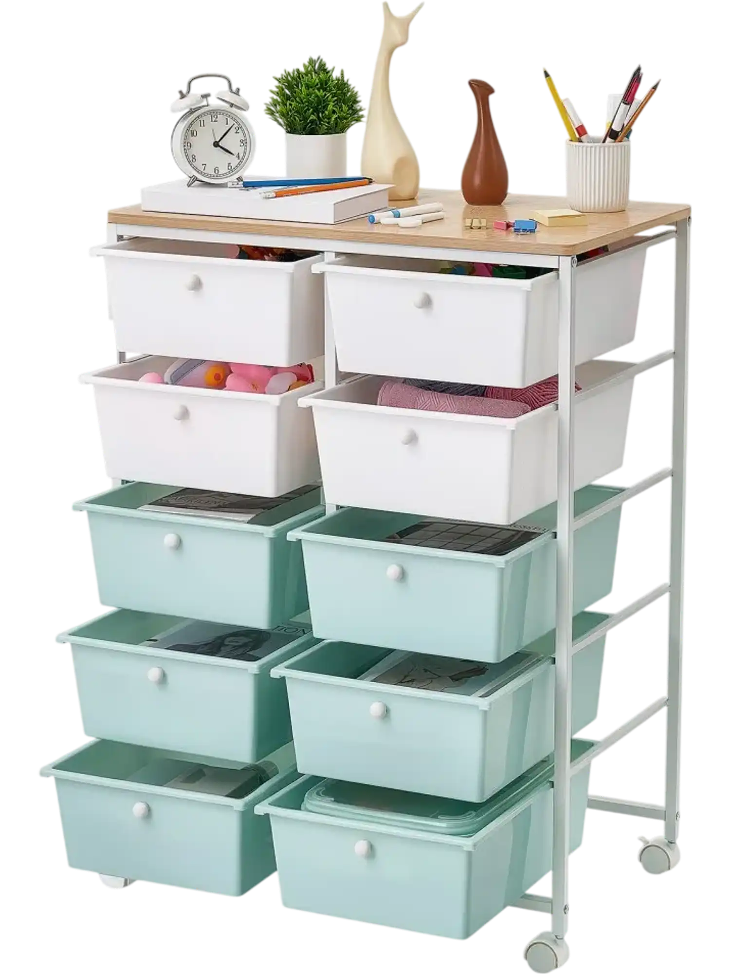 Vevor Rolling Cart Double Row 10-Drawer Storage Organizer Mobile Utility Cart New