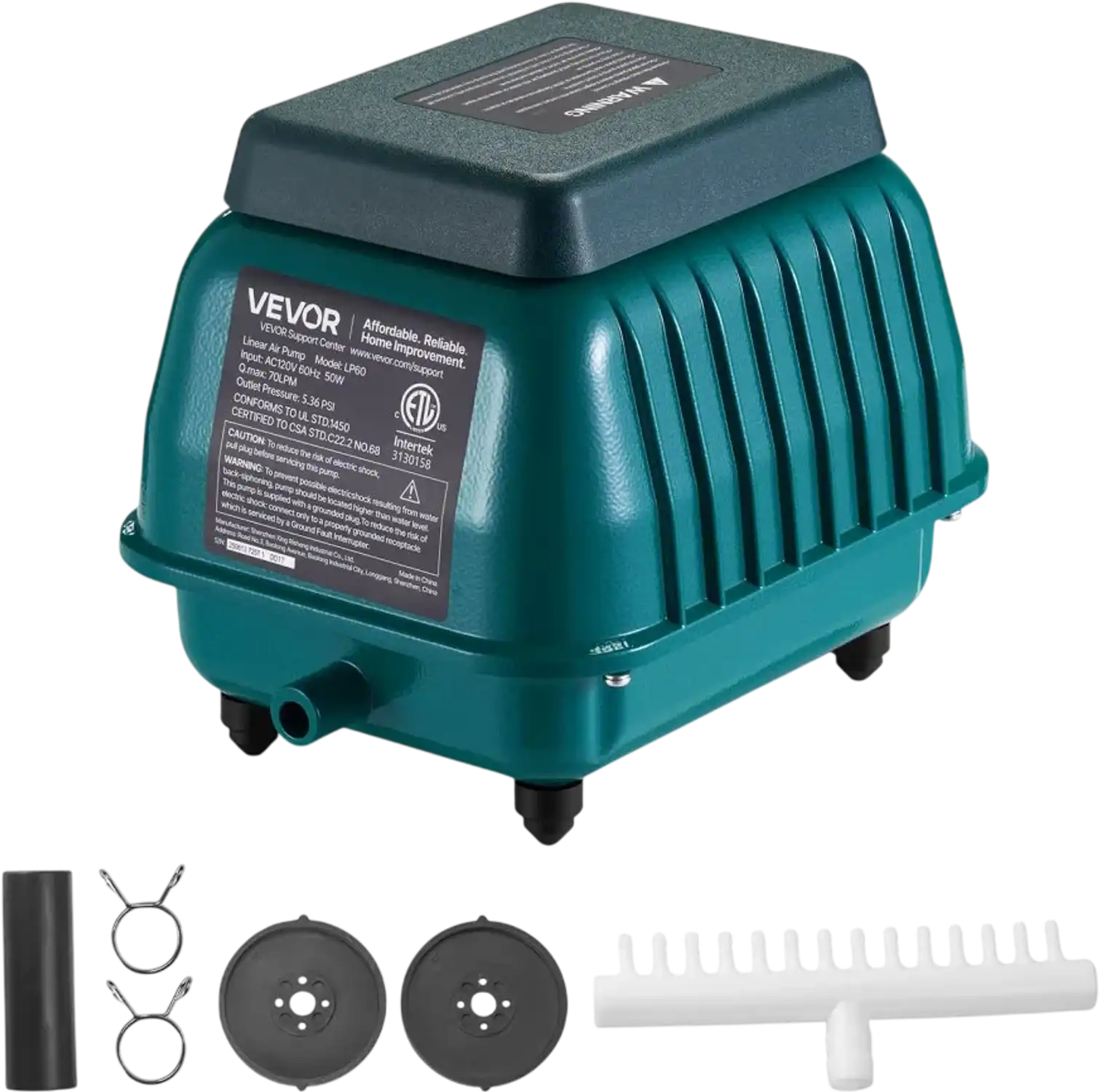 Vevor Linear Air Pump 1110 GPH Septic Aerator for 10' Deep Ponds New