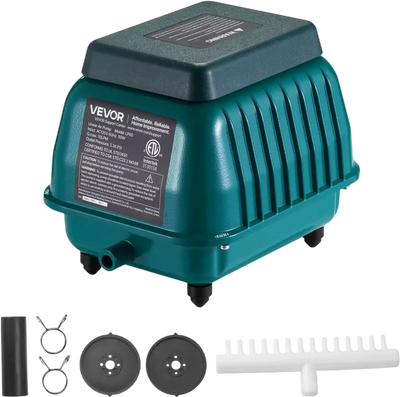 VEVOR Linear Air Pump, 1110 GPH Air Flow, Septic Aerator Pump, Aeration System for 10 ft Deep Ponds, Fit for Septic Tanks, Aquariums, Waste Treatment, Seafood Restaurants, Fish Farms, Hydroponics