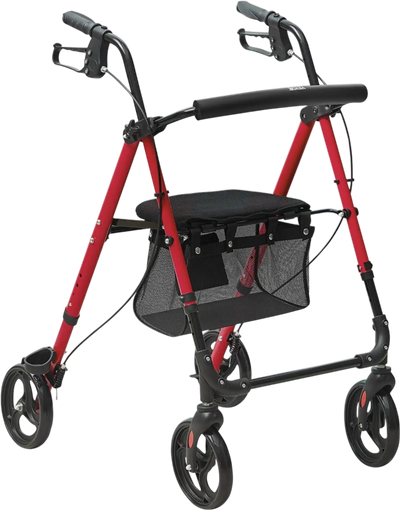 VEVOR Rollator Walker for Seniors and Adult, Lightweight Aluminum Foldable Rolling Walker with Adjustable Seat and Handle, Outdoor Mobility Rollator Walker with 8