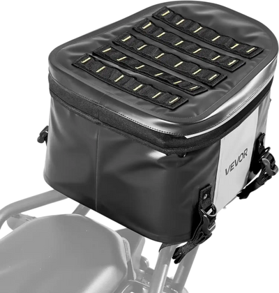 VEVOR Motorcycle Tail Bag, 28 L Motorcycle Rear Seat Bag with Waterproof Fabric, Outdoor Sports Motorbike Luggage Storage Trunk Handbag with Pocket & Adjustable Buckle, Universal Fit Rear Racks, Black