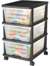 VEVOR Plastic Storage Drawers Cart, 3 Drawers Storage Organizer with Wheels, Rolling Closet Organization and Storage Dividers, Dresser Organizer Clear Bins for Office Supplies, Craft Rooms, Classrooms